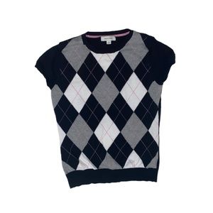 merona short sleeve argyle sweater